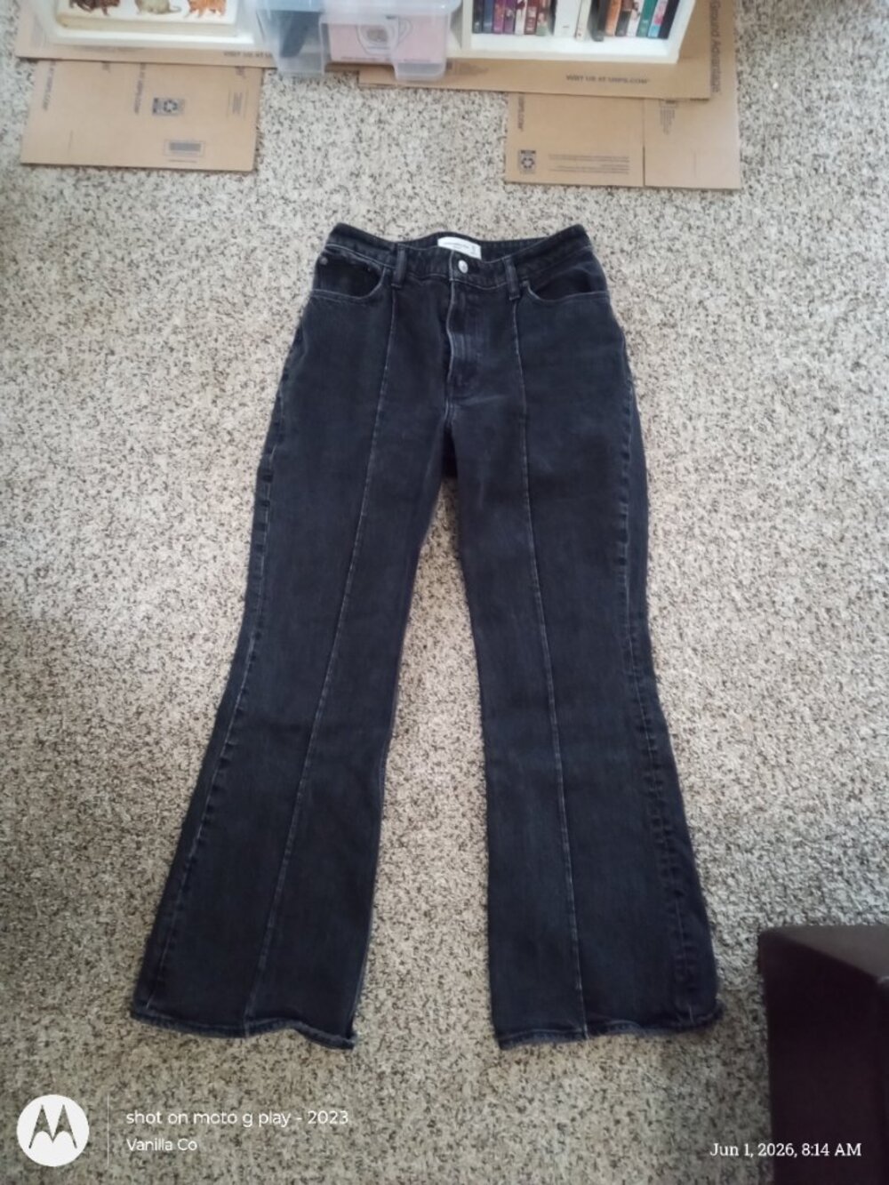 Abercrombie & Fitch Curve Love High Rise Vintage Flare Jean Black Size 29 Short - Picture 2 of 12